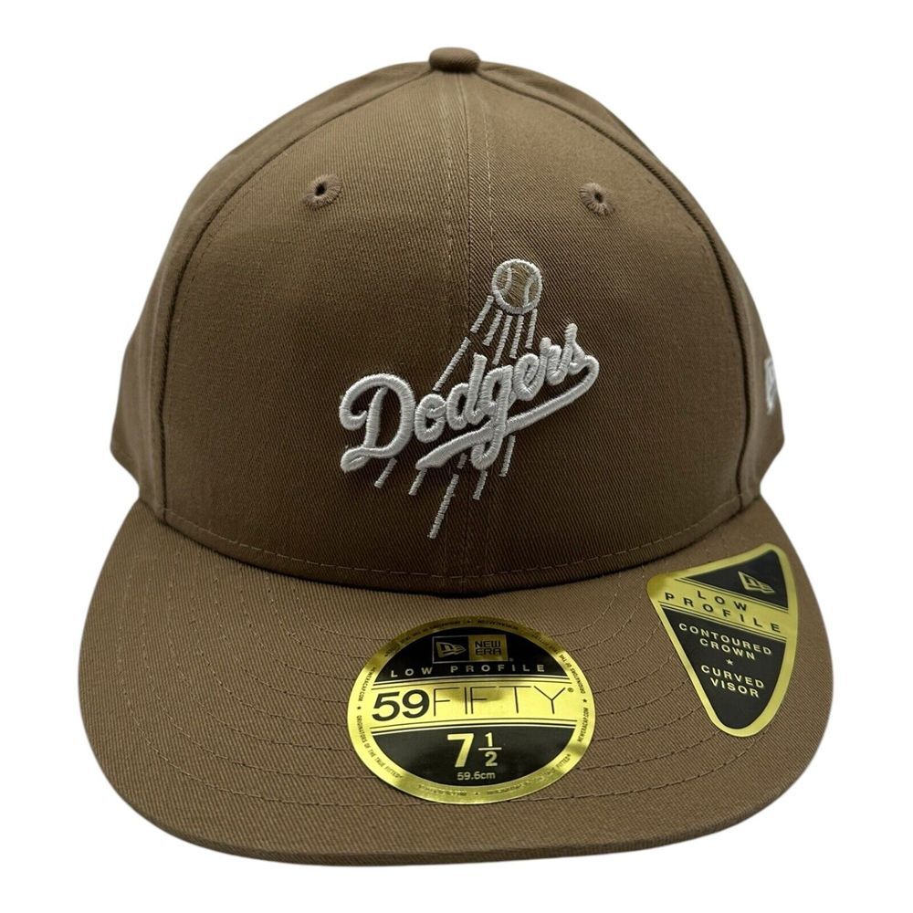 New Era 59Fifty Los Angeles Dodgers Hat Cap Size 7 1/2 Khaki Tan Low Profile MLB